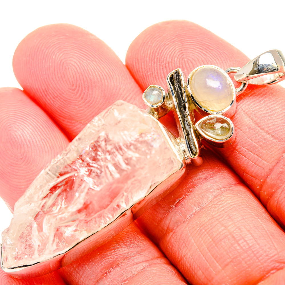 Rough Rainbow Moonstone Pendant 2 1/2" (925 Sterling Silver) PD36782