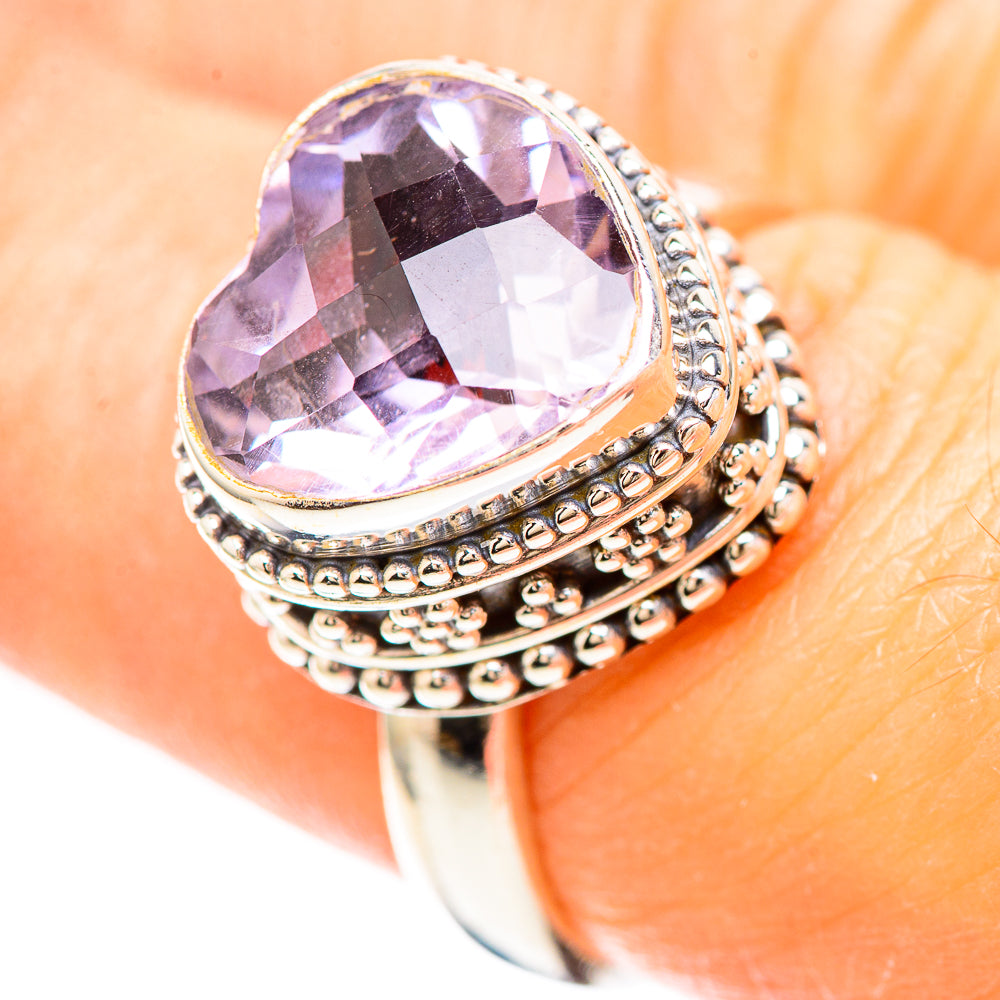 Faceted Pink Amethyst Ring Size 7.25 (925 Sterling Silver) RING137072