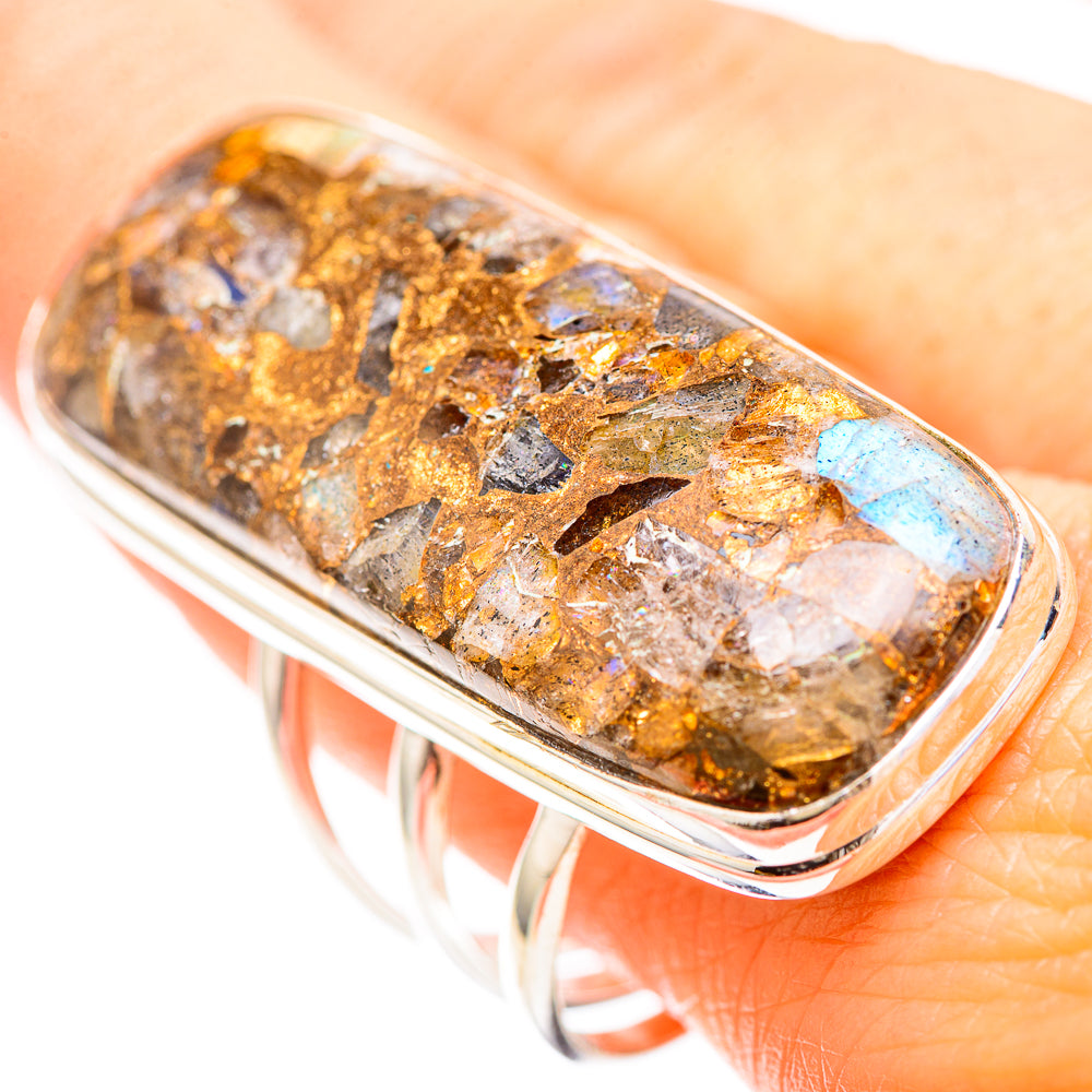 Huge Brecciated Labradorite Ring Size 10.75 (925 Sterling Silver) RING137124