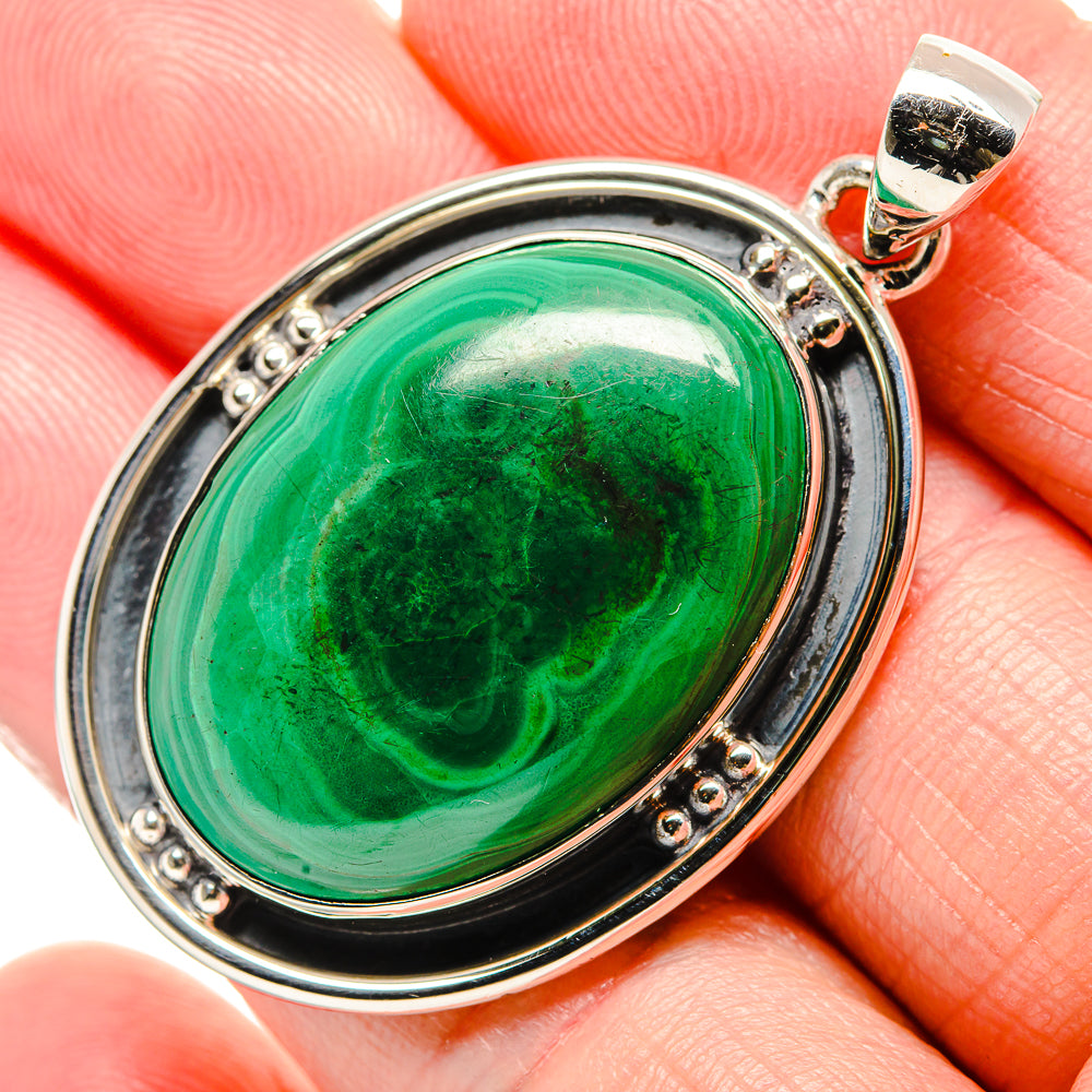 Malachite Pendant 1 7/8" (925 Sterling Silver) PD36353