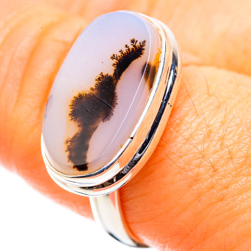 Anasilvercos Scenic Dendritic Agate Ring Size 8.25 (925 Sterling Silver)