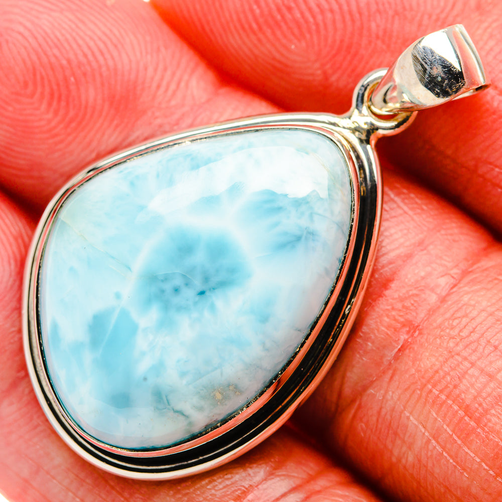 Larimar 925 Sterling Silver Pendant 1 5/8" (925 Sterling Silver) PD37695