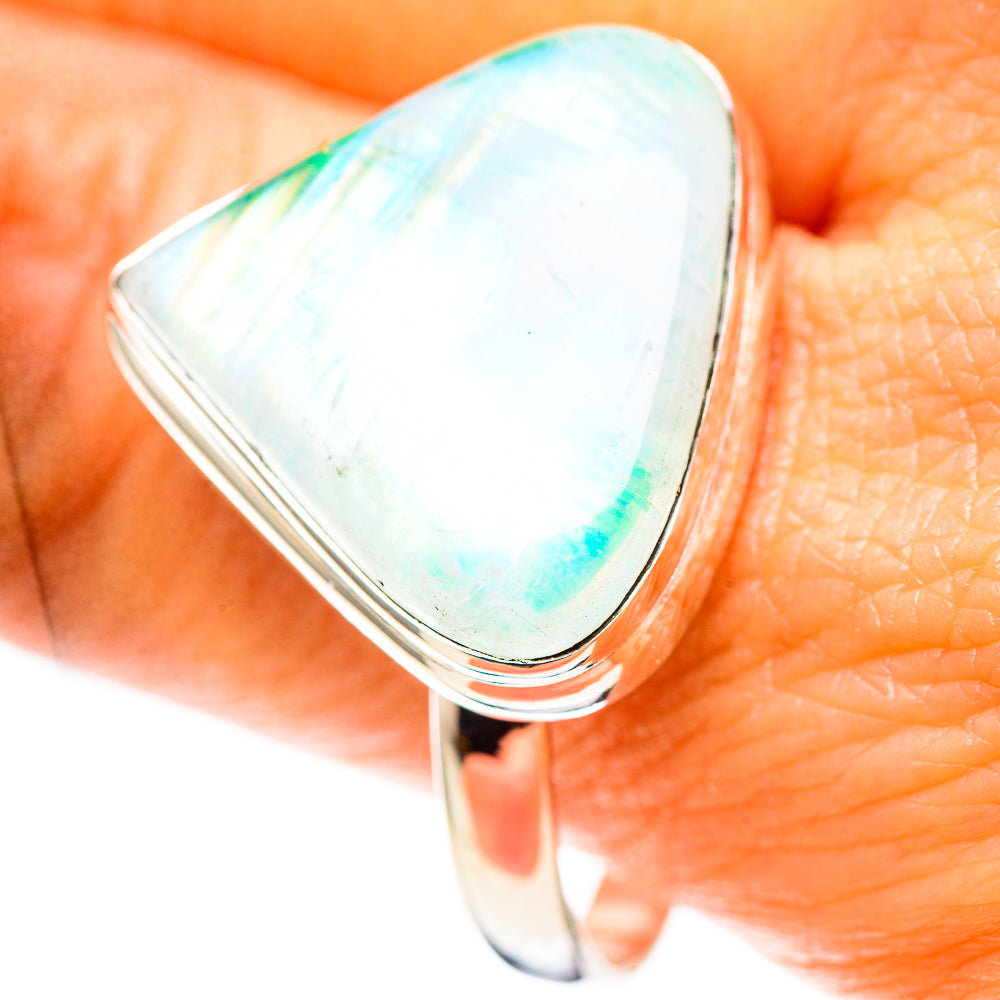 Large Green Moonstone Ring Size 13.5 (925 Sterling Silver) RING136945