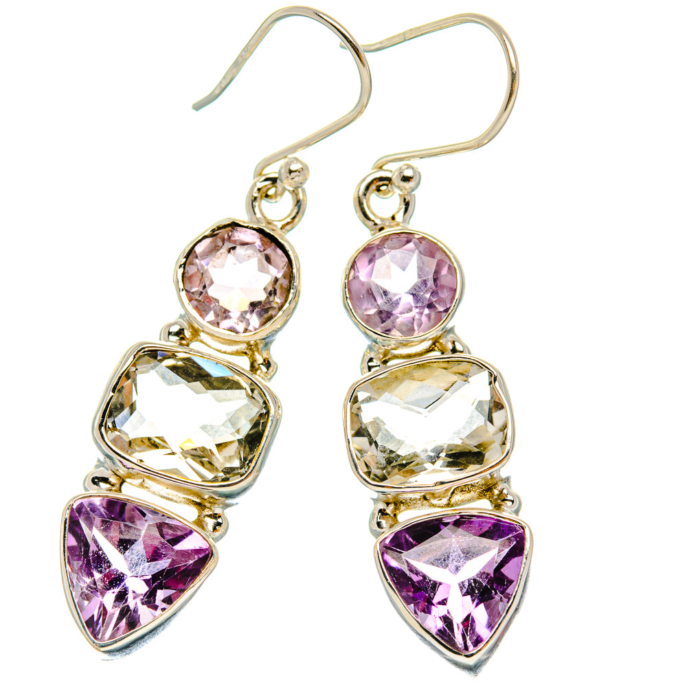 Anasilvercos Green Amethyst, Amethyst Earrings 1 7/8" (925 Sterling Silver)