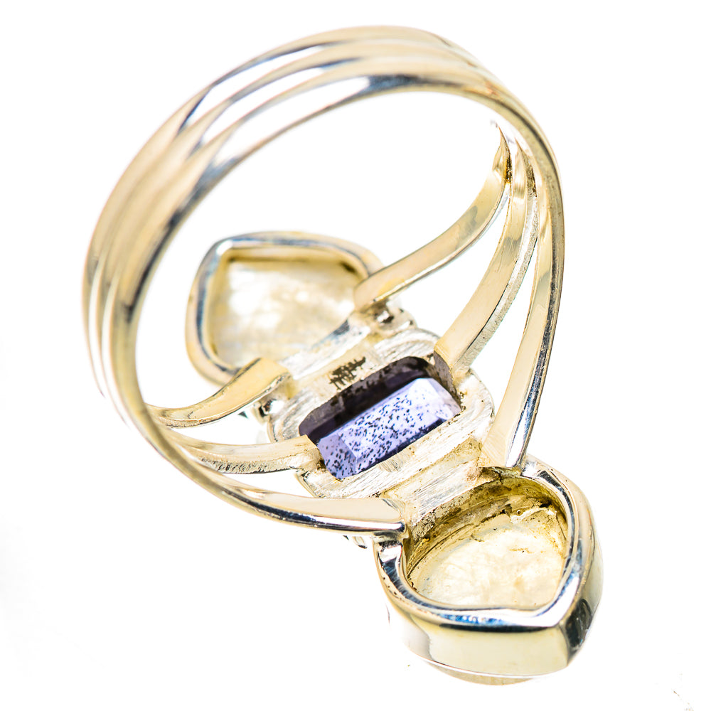 Anasilvercos Faceted Tanzanite, Rainbow Moonstone Ring Size 9 (925 Sterling Silver)