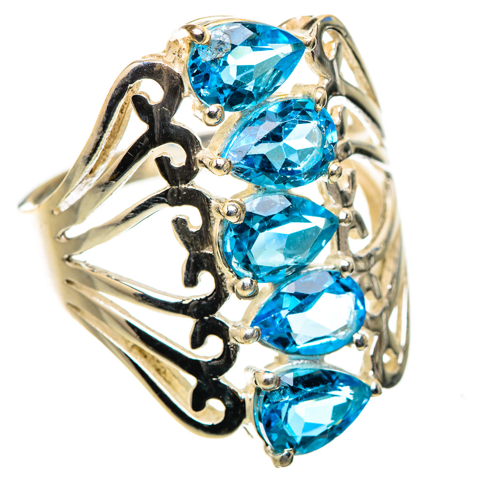 Anasilvercos Blue Topaz Ring Size 9 (925 Sterling Silver)