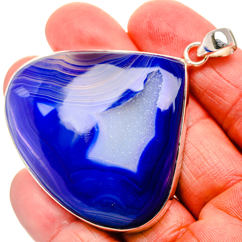 Blue Window Druzy Pendant 2 1/2"  (925 Sterling Silver) PD37223