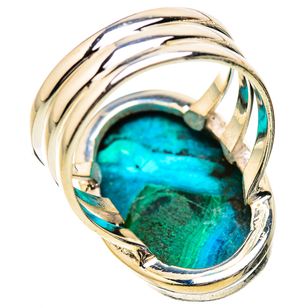 Malachite In Chrysocolla 925 Sterling Silver Ring Size 7.25 Ana Co R135212