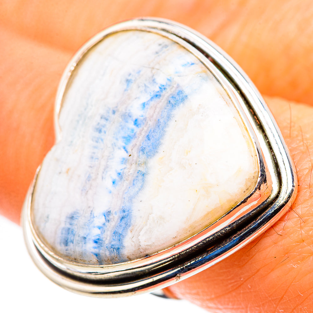 Large Blue Scheelite Ring Size 7.5 (925 Sterling Silver) RING136103