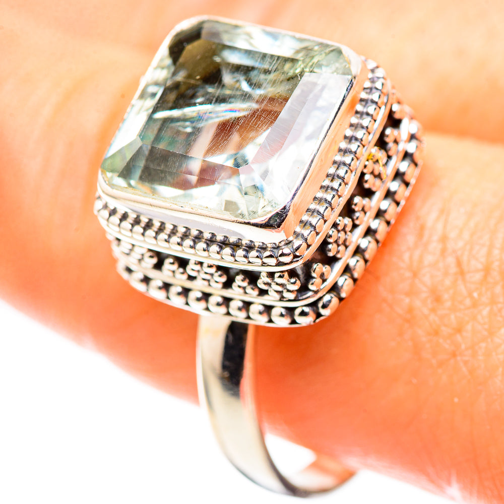 Faceted Green Amethyst Ring Size 10.75 (925 Sterling Silver) RING136773