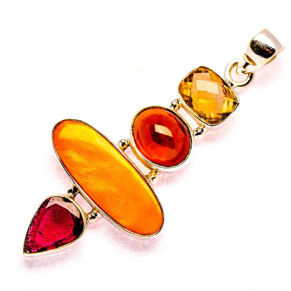 Aura Opal, Garnet, Citrine 925 Sterling Silver Pendant 2 1/8" (925 Sterling Silver) PD37645