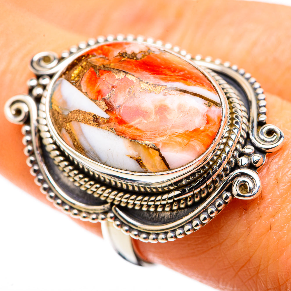 Orange Copper Composite Turquoise Ring Size 8 (925 Sterling Silver) RING135603