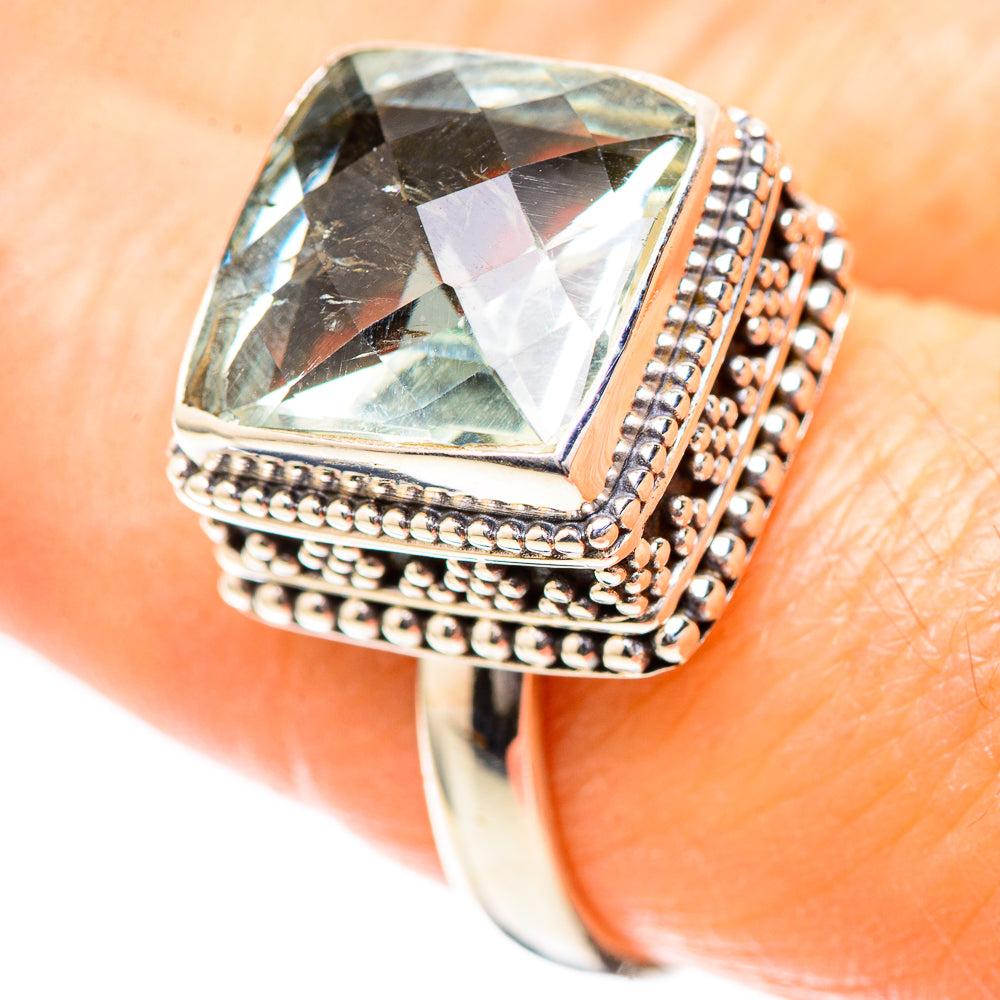 Faceted Green Amethyst 925 Sterling Silver Ring Size 8.25 (925 Sterling Silver) RING137314