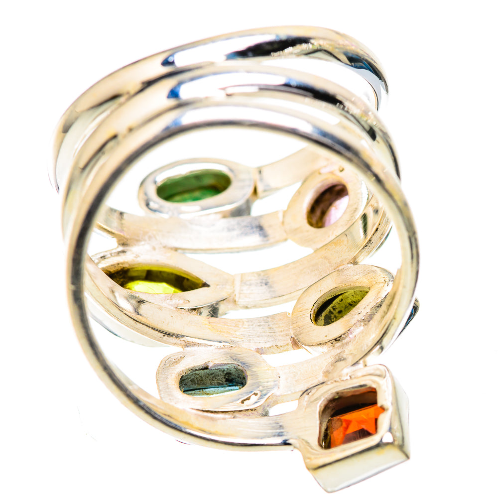 Large Garnet, Amethyst, Peridot, Blue Topaz, Emerald Ring Size 7.25 (925 Sterling Silver) RING135927