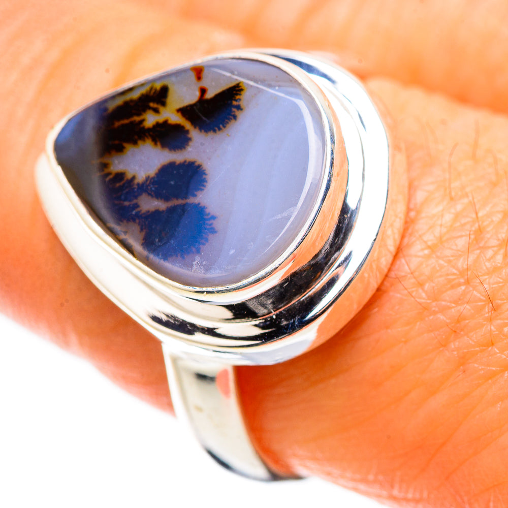 Anasilvercos Scenic Dendritic Agate Ring Size 9 (925 Sterling Silver)