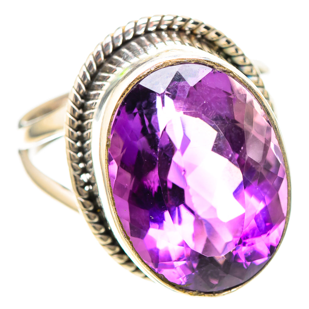 Large Faceted Amethyst Ring Size 8 (925 Sterling Silver) RING136524