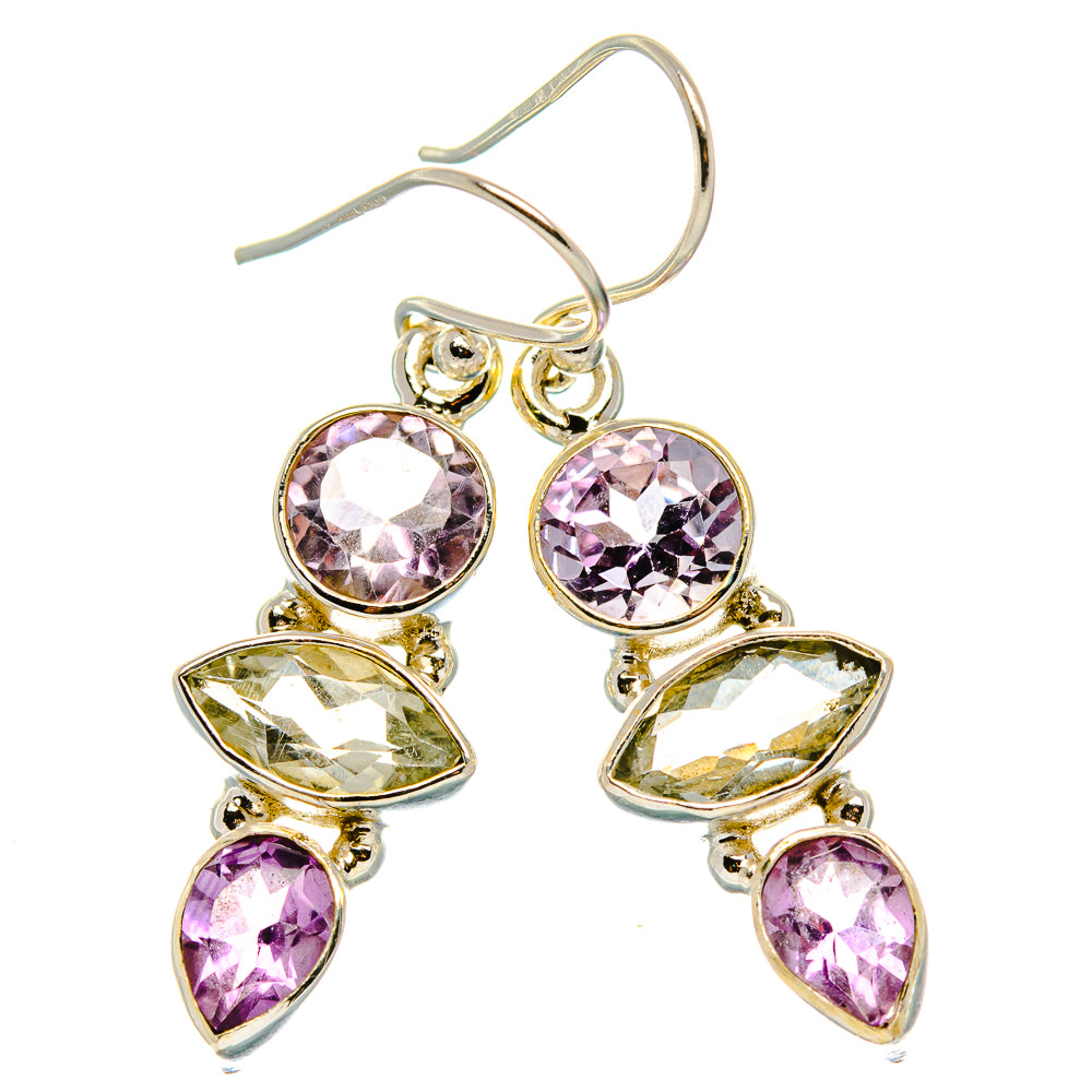 White Quartz, Amethyst Earrings 1 3/4"  (925 Sterling Silver) EARR431646