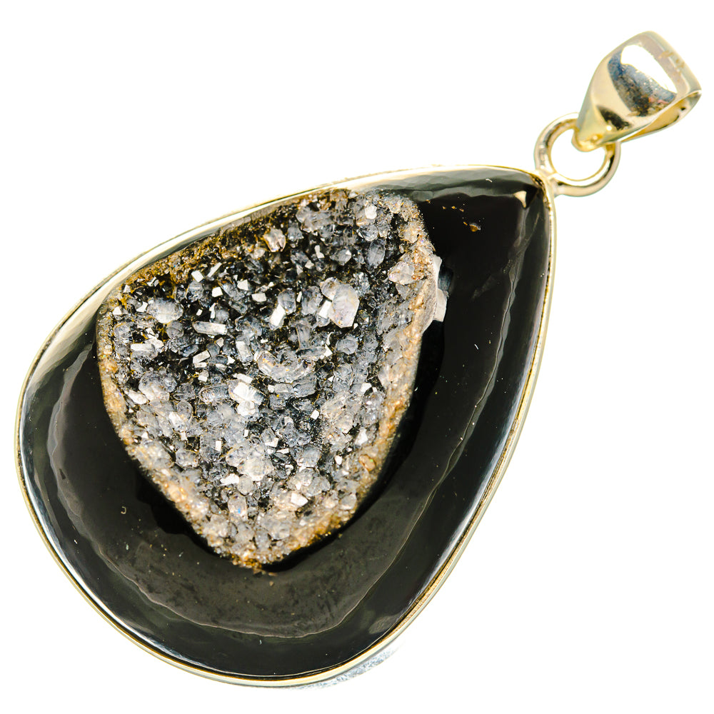 Black Geode Pendant 2" (925 Sterling Silver) PD36863