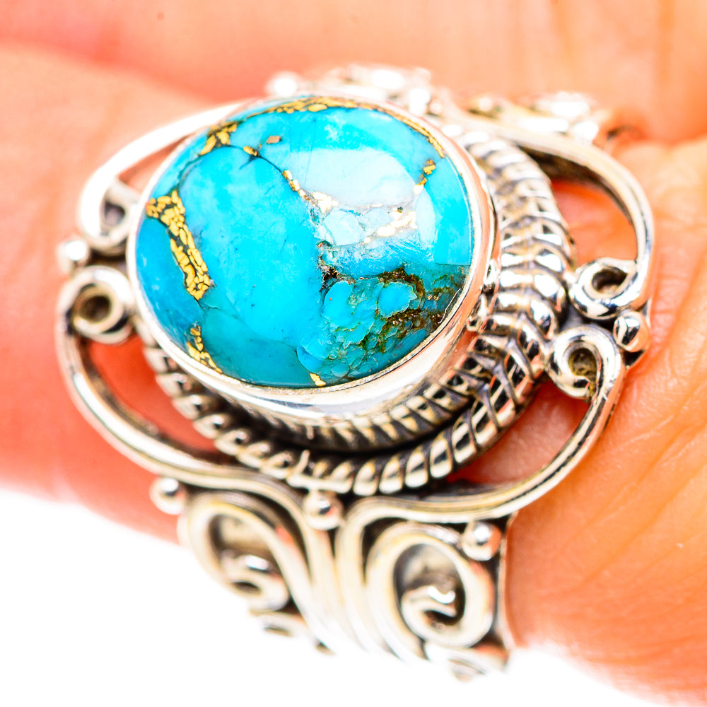 Blue Copper Composite Turquoise Ring Size 6.5 (925 Sterling Silver) RING136833