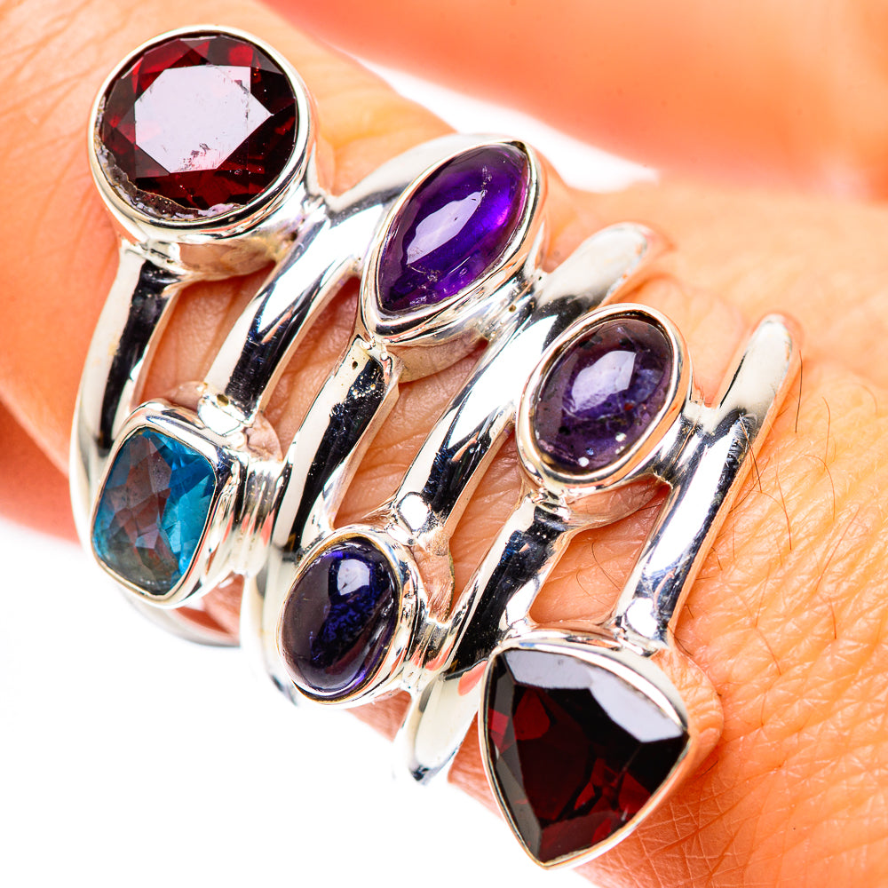 Large Garnet, Amethyst, Tanzanite, Blue Topaz Ring Size 8.25 (925 Sterling Silver) RING136195