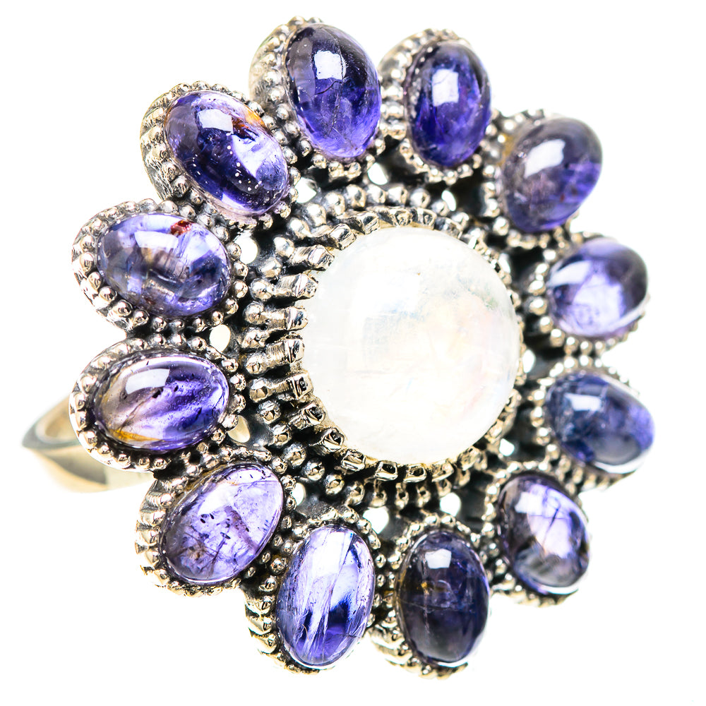 Large Rainbow Moonstone, Tanzanite Ring Size 8.25 (925 Sterling Silver) RING137130