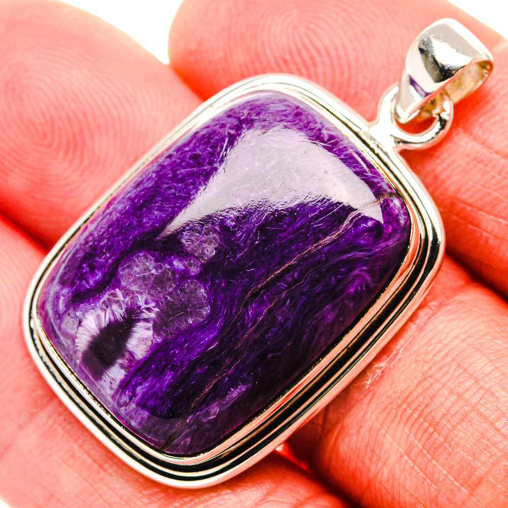 Charoite Pendant 1 5/8" (925 Sterling Silver) PD37381
