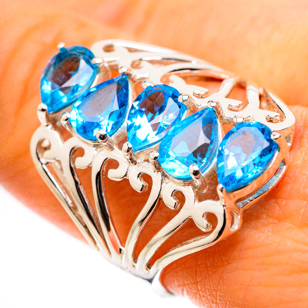 Anasilvercos Blue Topaz Ring Size 9 (925 Sterling Silver)