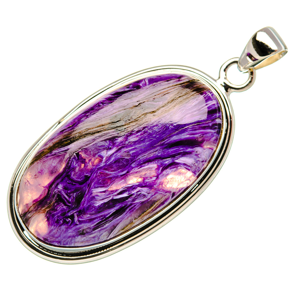 Charoite 925 Sterling Silver Pendant 2" Ana Co P37368