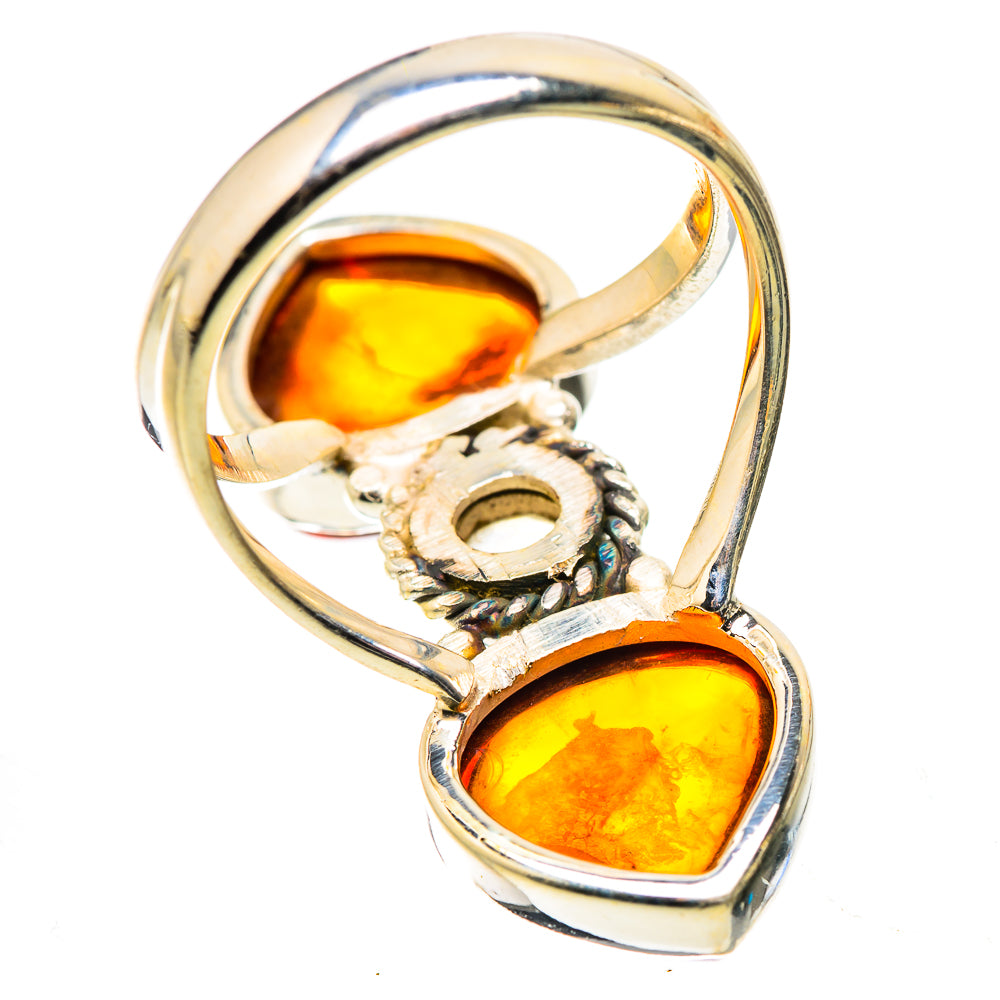 Baltic Amber, Rainbow Moonstone Ring Size 8 (925 Sterling Silver) RING134937