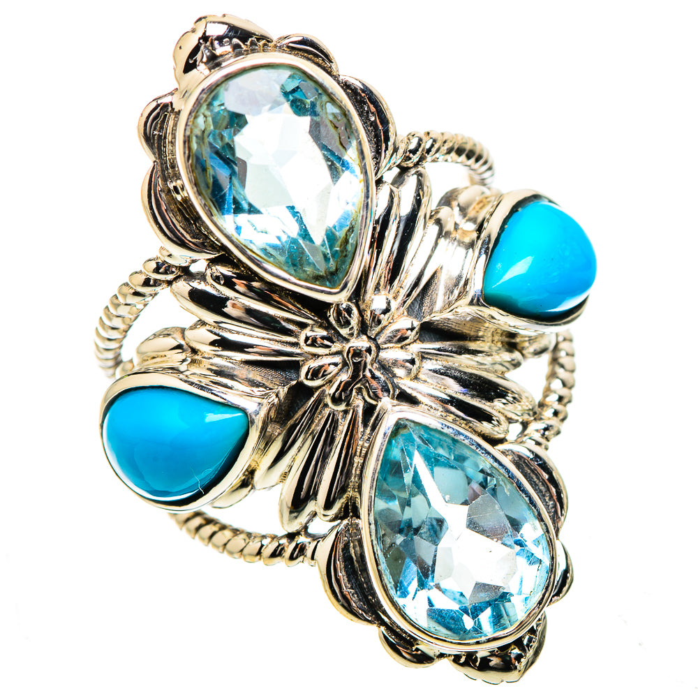 Large Blue Topaz, Sleeping Beauty Turquoise Ring Size 6 (925 Sterling Silver) RING135345