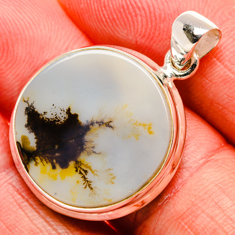 Scenic Dendritic Agate Pendant 1 3/8" (925 Sterling Silver) PD37084