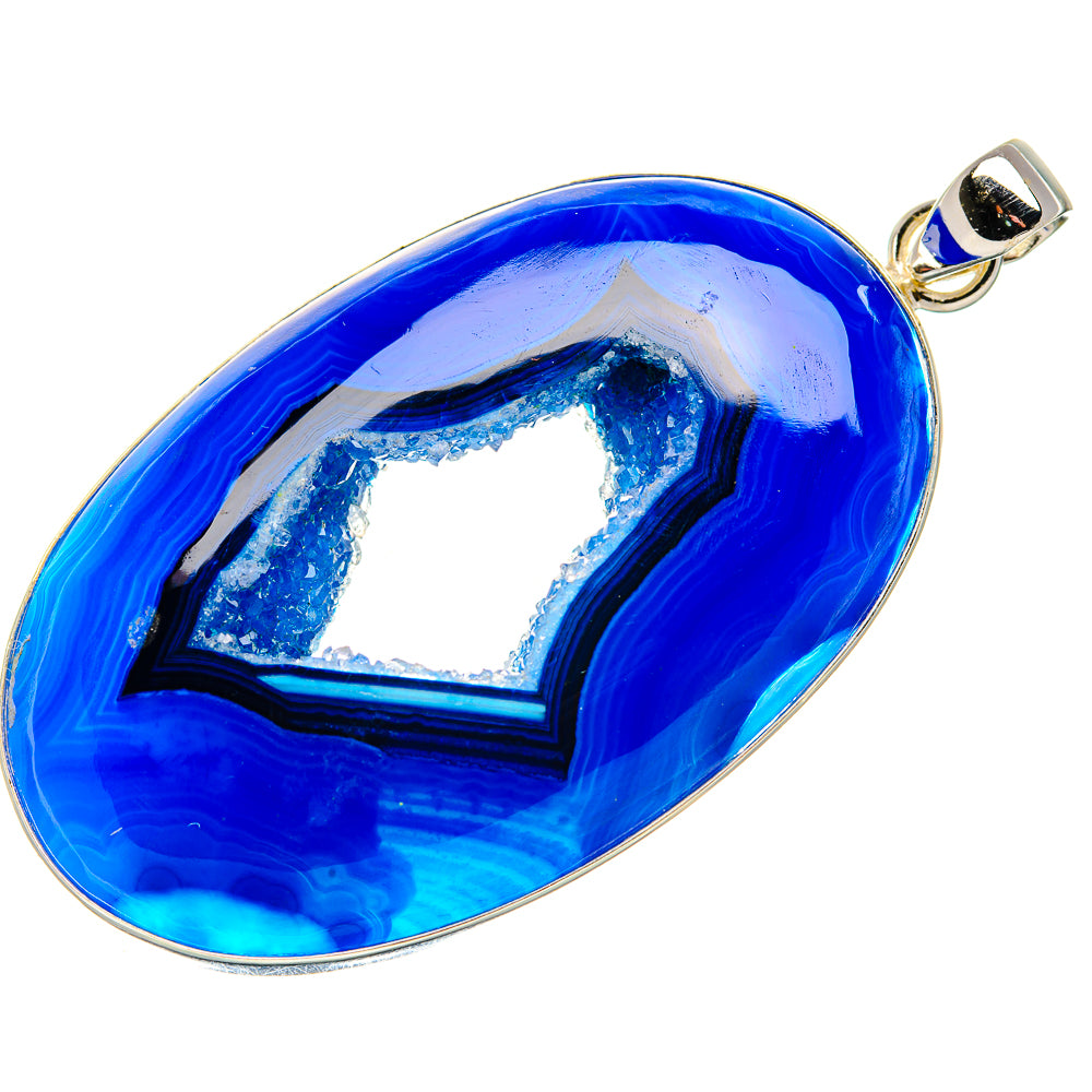Blue Window Druzy Pendant 2 3/4"  (925 Sterling Silver) PD37221
