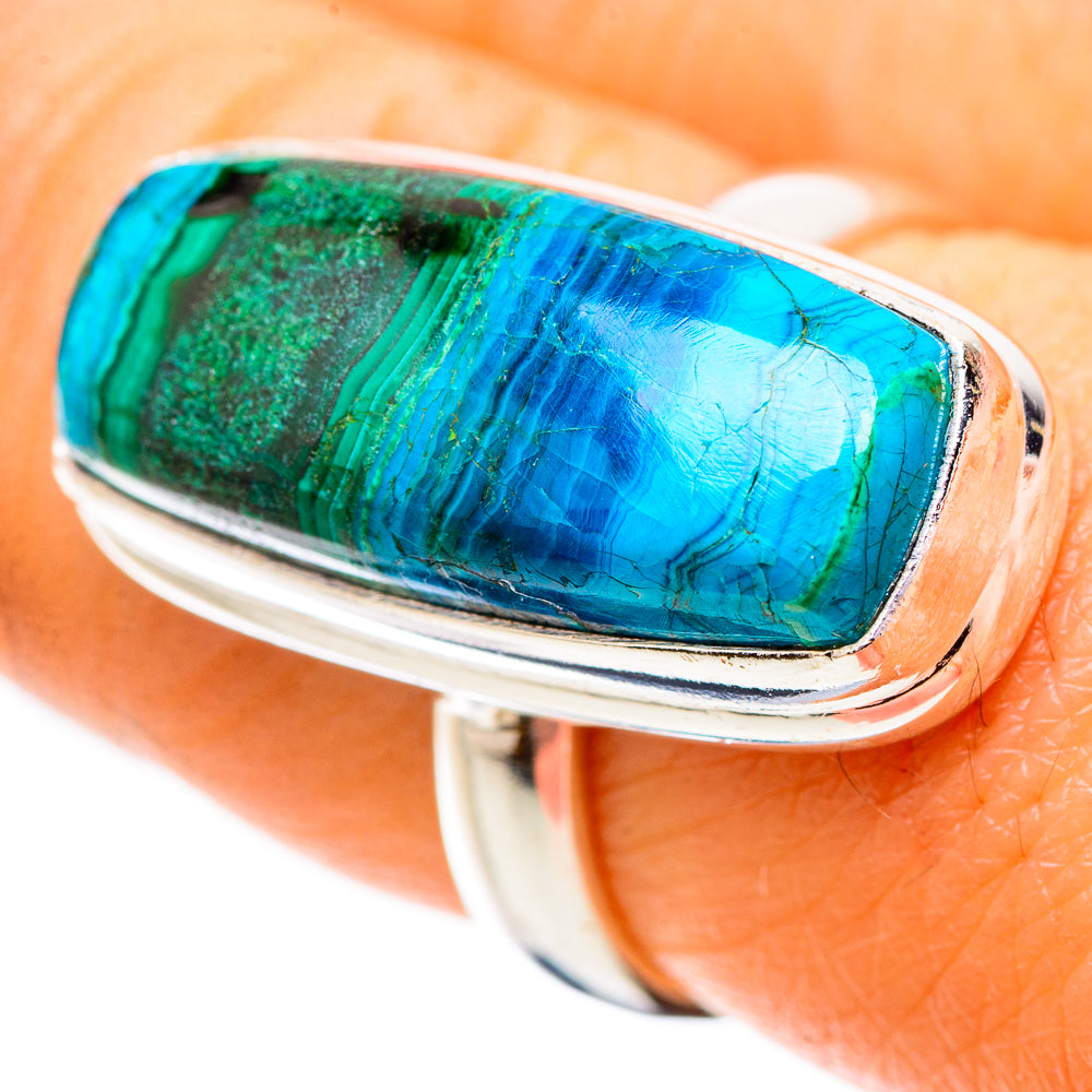 Malachite In Chrysocolla 925 Sterling Silver Ring Size 7.25 Ana Co R135206