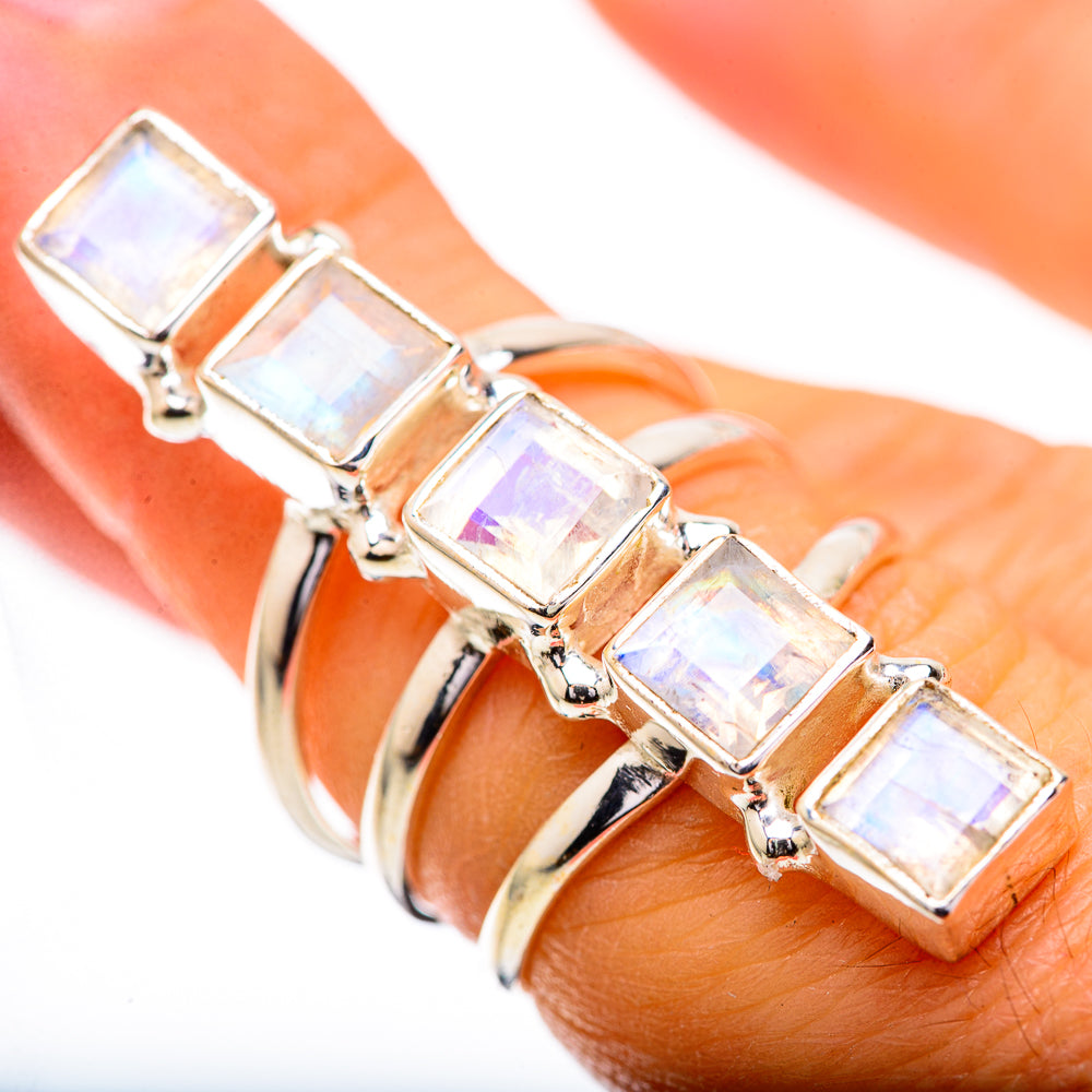 Large Rainbow Moonstone Ring Size 6.5 (925 Sterling Silver) RING135960