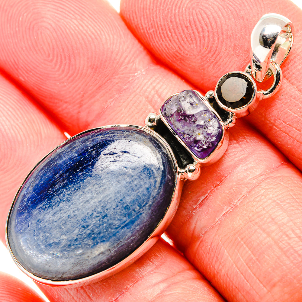 Kyanite, Tanzanite, Smoky Quartz Pendant 2" (925 Sterling Silver) PD36824
