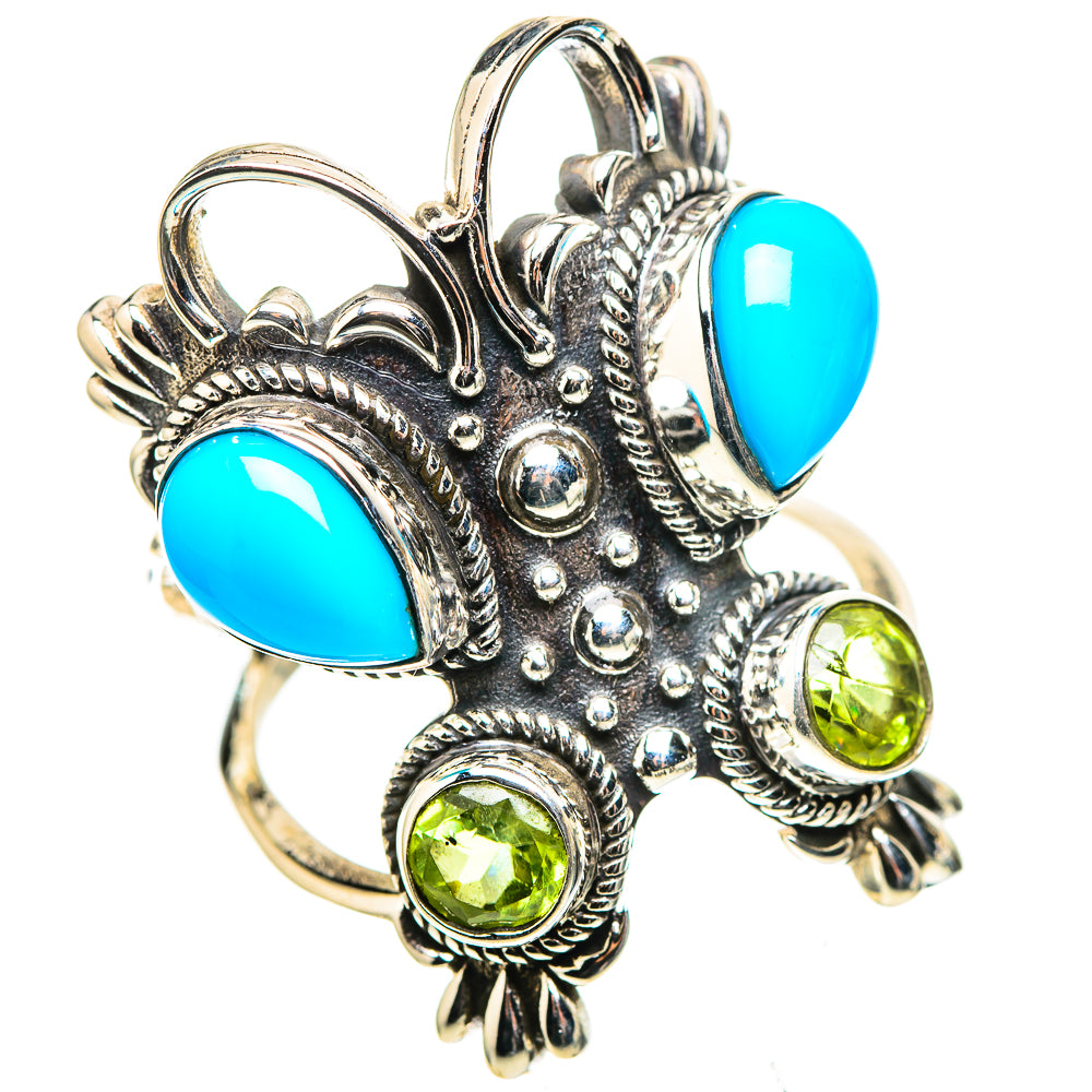Large Sleeping Beauty Turquoise, Peridot 925 Sterling Silver Ring Size 8.5 (925 Sterling Silver) RING137563