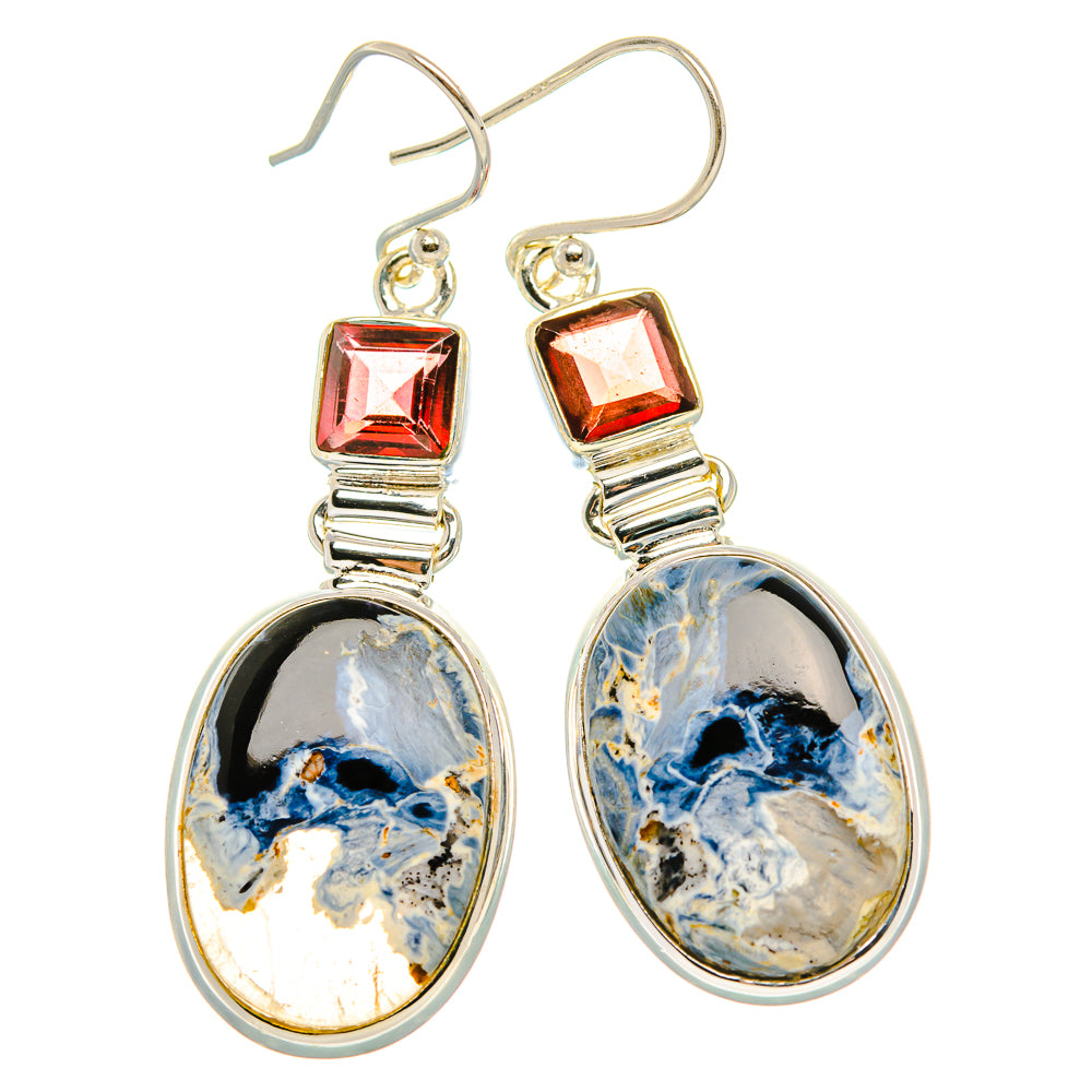 Pietersite, Garnet Earrings 2"  (925 Sterling Silver) EARR431665