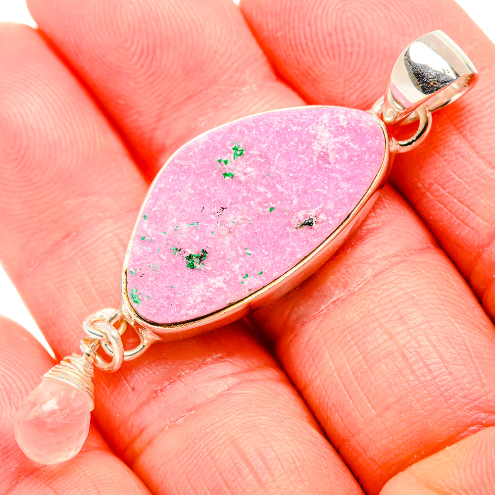 Cobalto Calcite Druzy, Rose Quartz Pendant 2 1/2" (925 Sterling Silver) PD36832