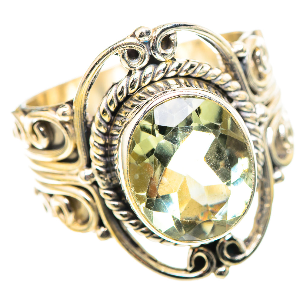 Faceted Green Amethyst Ring Size 8.25 (925 Sterling Silver) RING136709