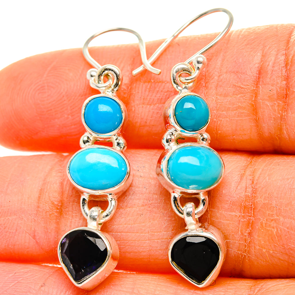 Faceted Tanzanite, Sleeping Beauty Turquoise Earrings 1 5/8" (925 Sterling Silver) EARR431728