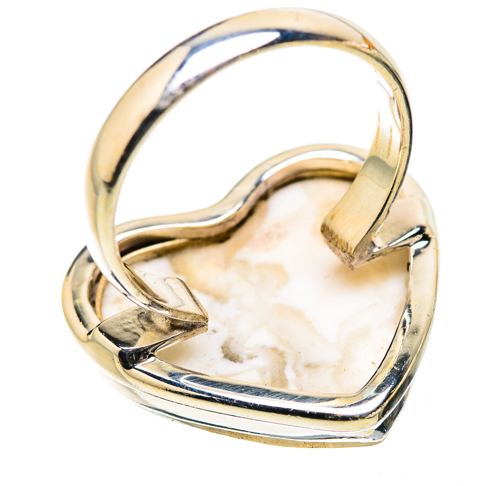 Anasilvercos Large Howlite Ring Size 10 (925 Sterling Silver)