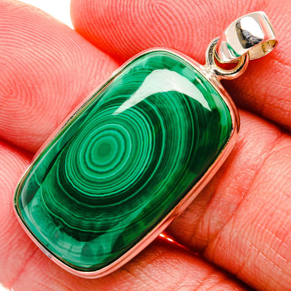 Malachite Pendant 1 5/8" (925 Sterling Silver) PD37099