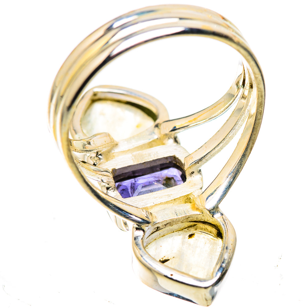 Faceted Tanzanite, Rainbow Moonstone Ring Size 7.5 (925 Sterling Silver) RING136029