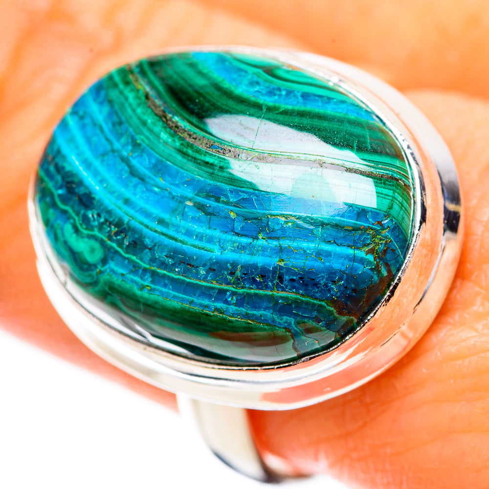 Malachite In Chrysocolla Ring Size 9 (925 Sterling Silver) RING135517