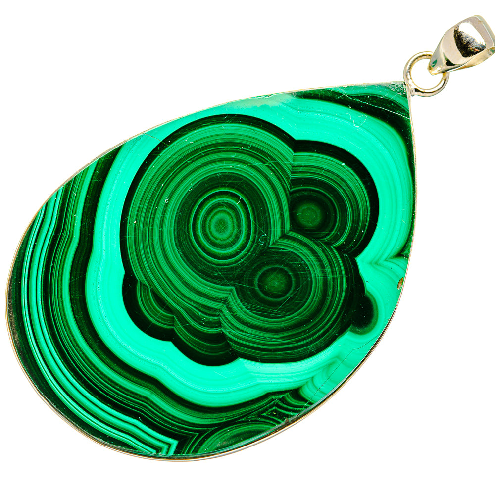 Huge Malachite Pendant 3" (925 Sterling Silver) PD36837
