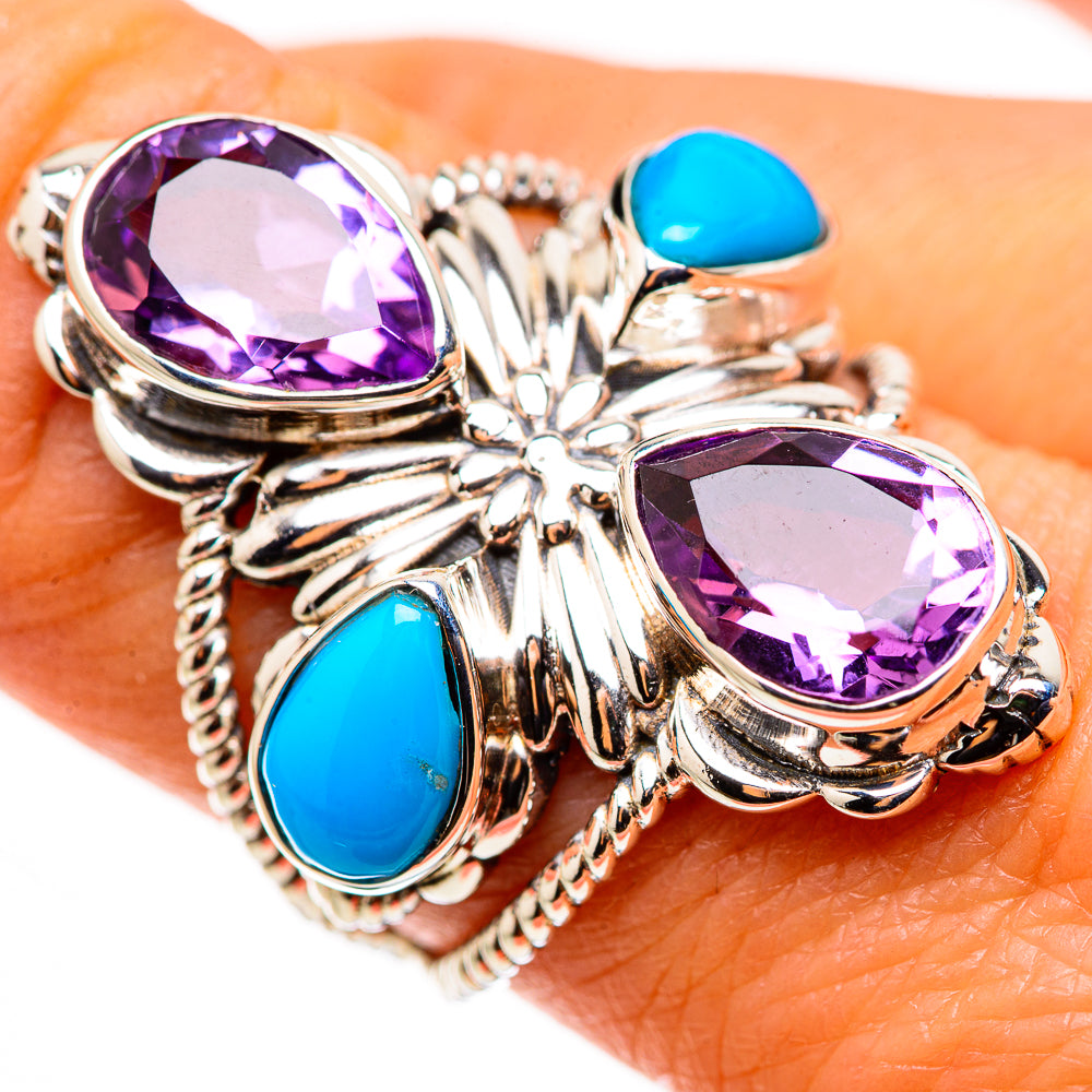 Faceted Amethyst, Sleeping Beauty Turquoise Ring Size 5.75 (925 Sterling Silver) RING134615