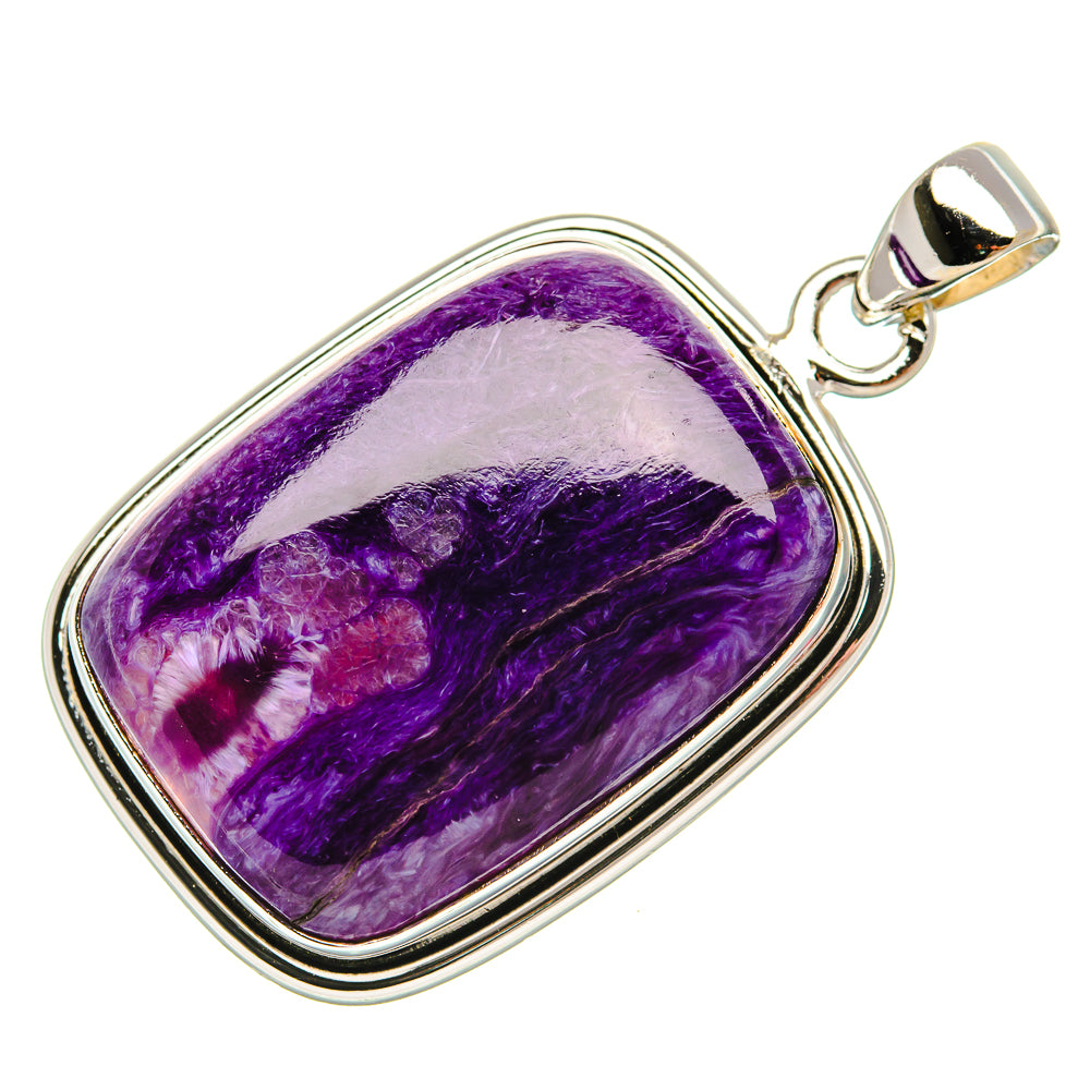 Charoite Pendant 1 5/8" (925 Sterling Silver) PD37381