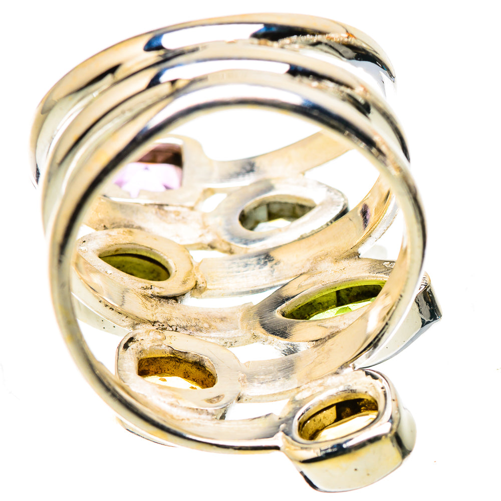 Anasilvercos Amethyst, Citrine, Peridot, Blue Topaz Ring Size 6.5 (925 Sterling Silver)