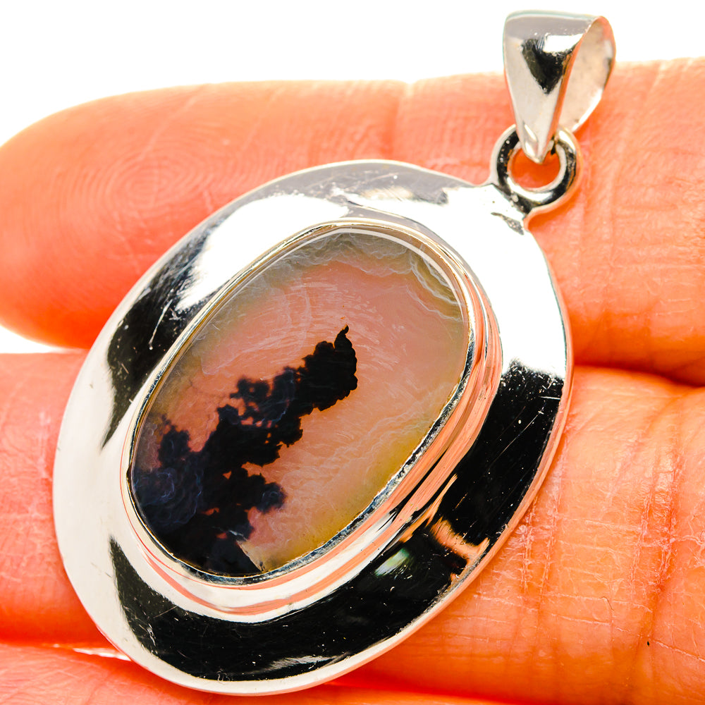 Scenic Dendritic Agate Pendant 1 1/2"  (925 Sterling Silver) PD37270
