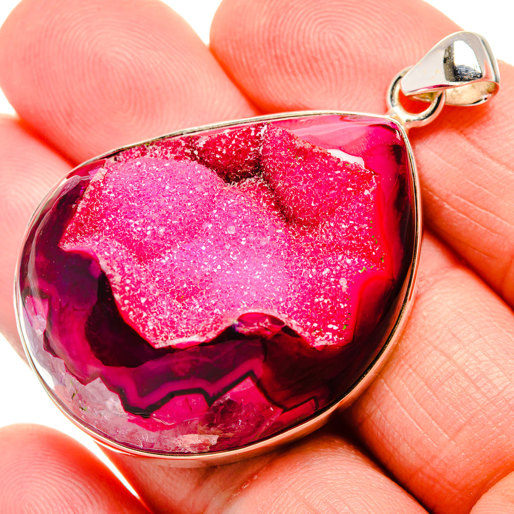 Pink Window Druzy Pendant 2"  (925 Sterling Silver) PD36945